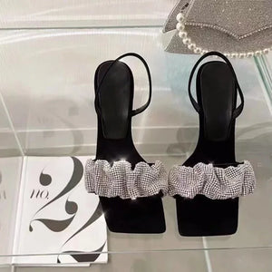 Square Toe Rhinestone Sandals