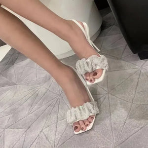 Square Toe Rhinestone Sandals