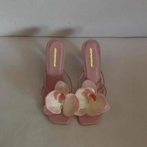 Flower Toe High Heels Slippers